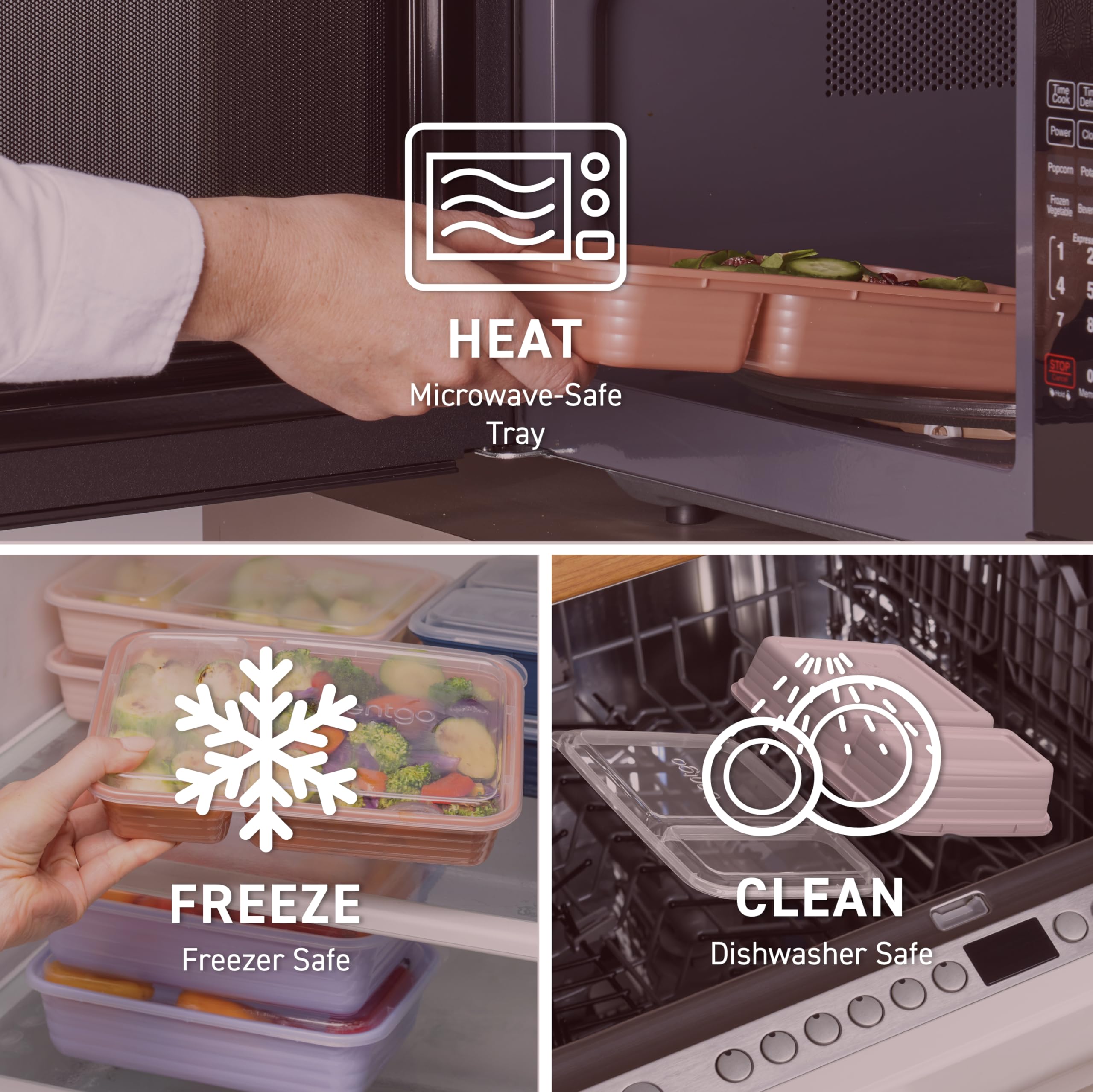 Bentgo 20-Piece Lightweight, Durable, Reusable Bpa-Free 2-Compartment Containers - Microwave, Freezer, Dishwasher Safe - Burgund